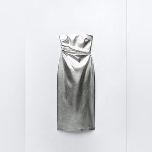 ZaraMetallic strapless dress - Size S